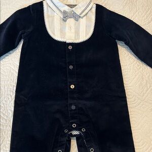 Baby Velvet Romper with Bow Tie
